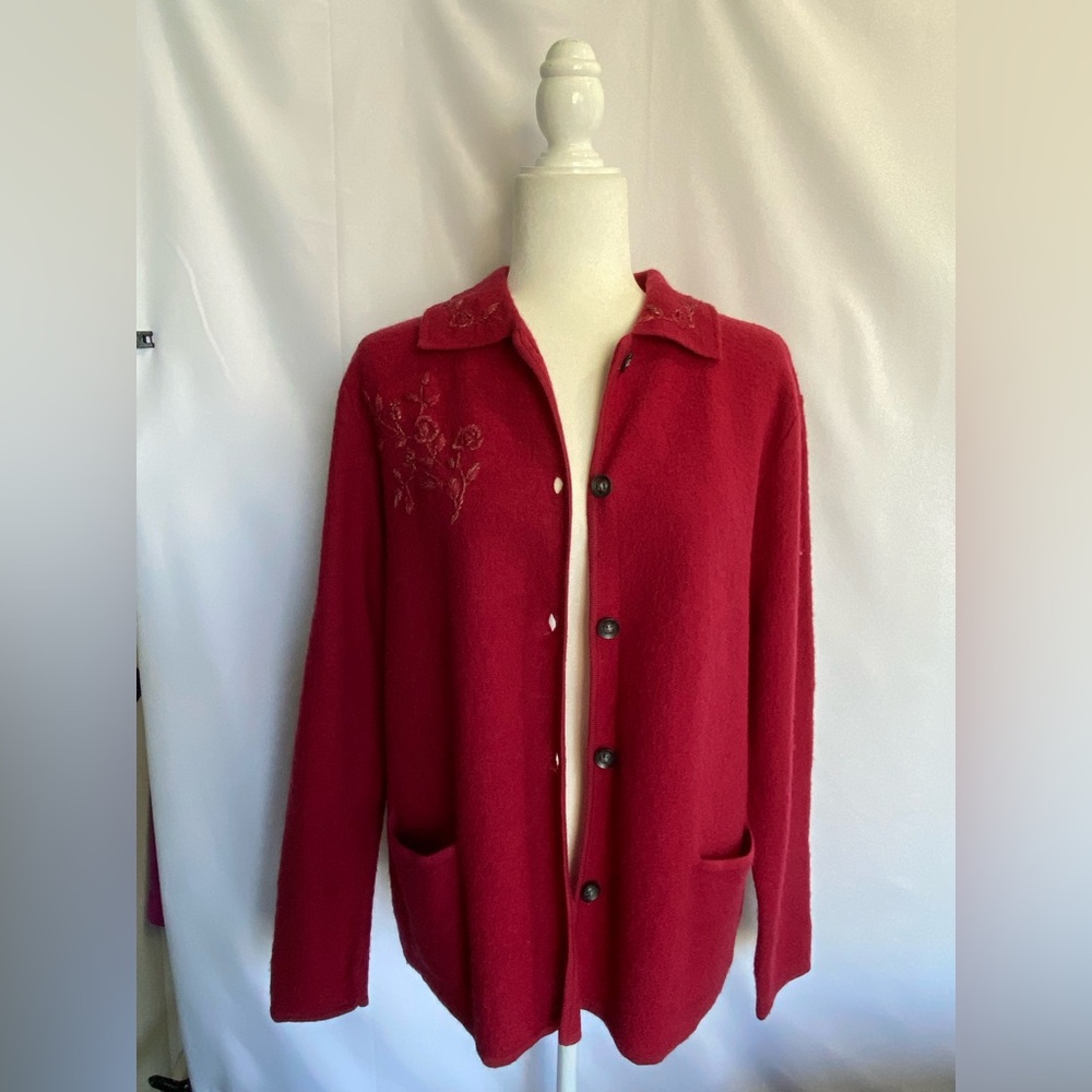 Classic Elements Deep Red Women's Button-Up Coat … - image 1